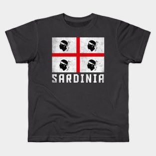 Sardinia Italia Flag / Retro Look Faded Design Kids T-Shirt